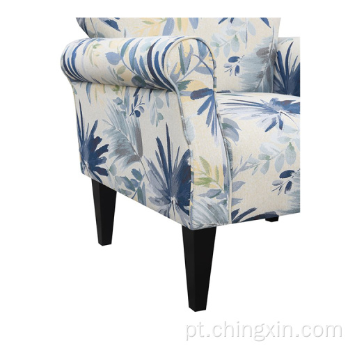 Cadeiras de sala de estar azul multi tecido armado cadeira com pernas de madeira maciça CX638F